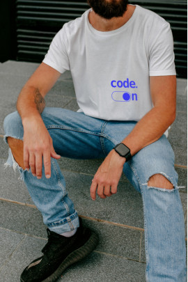 Футболка біла чоловіча Ctrl+ "code. on"