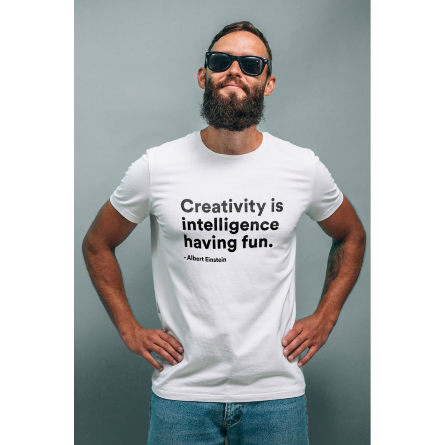 Футболка біла чоловіча Ctrl+ "Creativity is intelligence having fun "