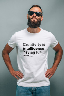 Футболка біла чоловіча Ctrl+ "Creativity is intelligence having fun "