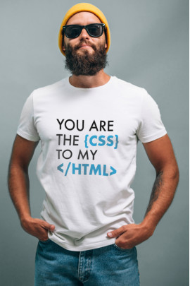 Футболка біла чоловіча Ctrl+ "You are the {css} to my </html>"
