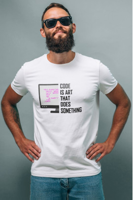 Футболка біла чоловіча Ctrl+ "Code is art that does something "