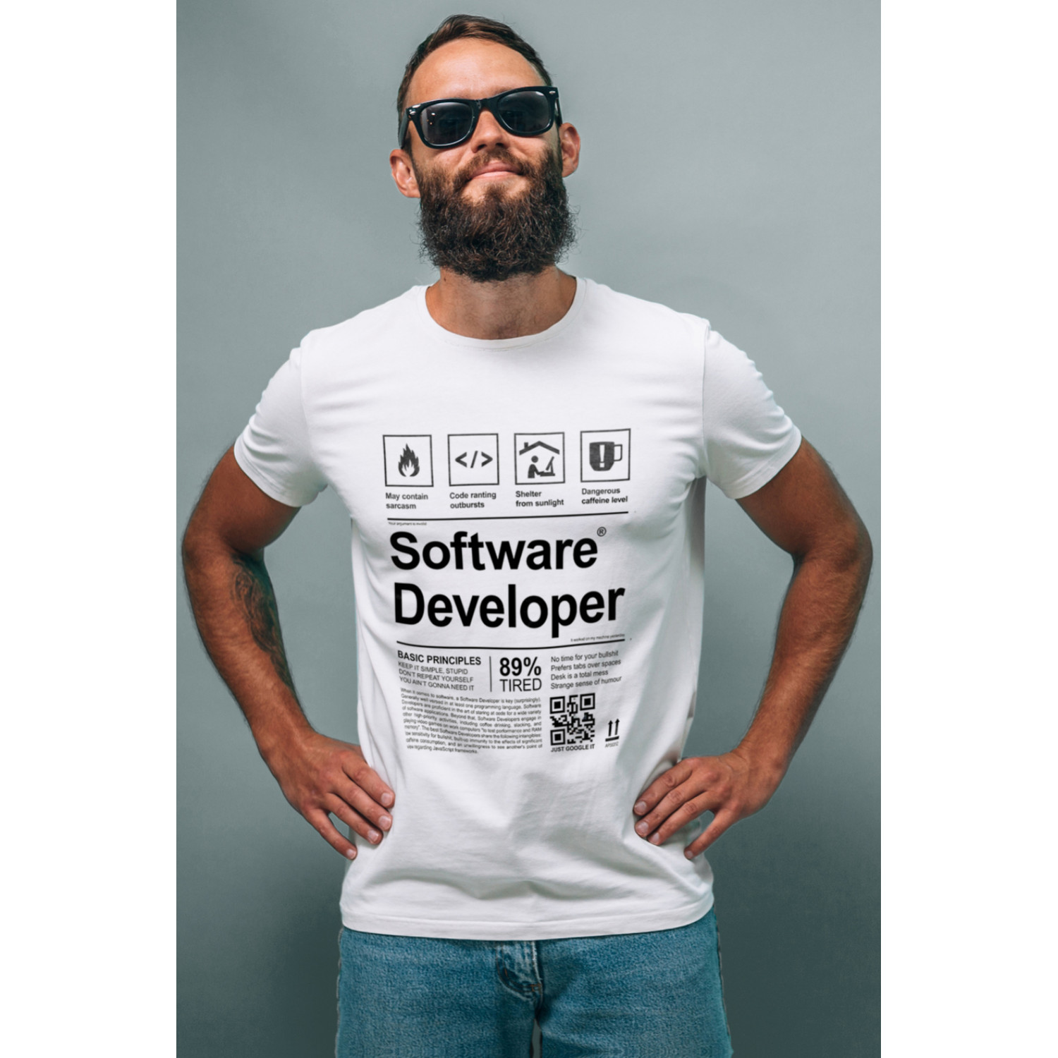 Футболка біла чоловіча Ctrl+ "Software developer"
