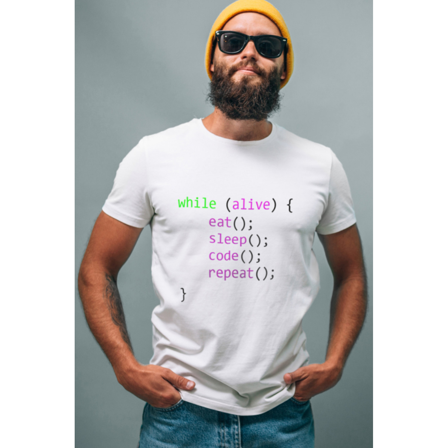 Футболка біла чоловіча Ctrl+ "while (alive)"