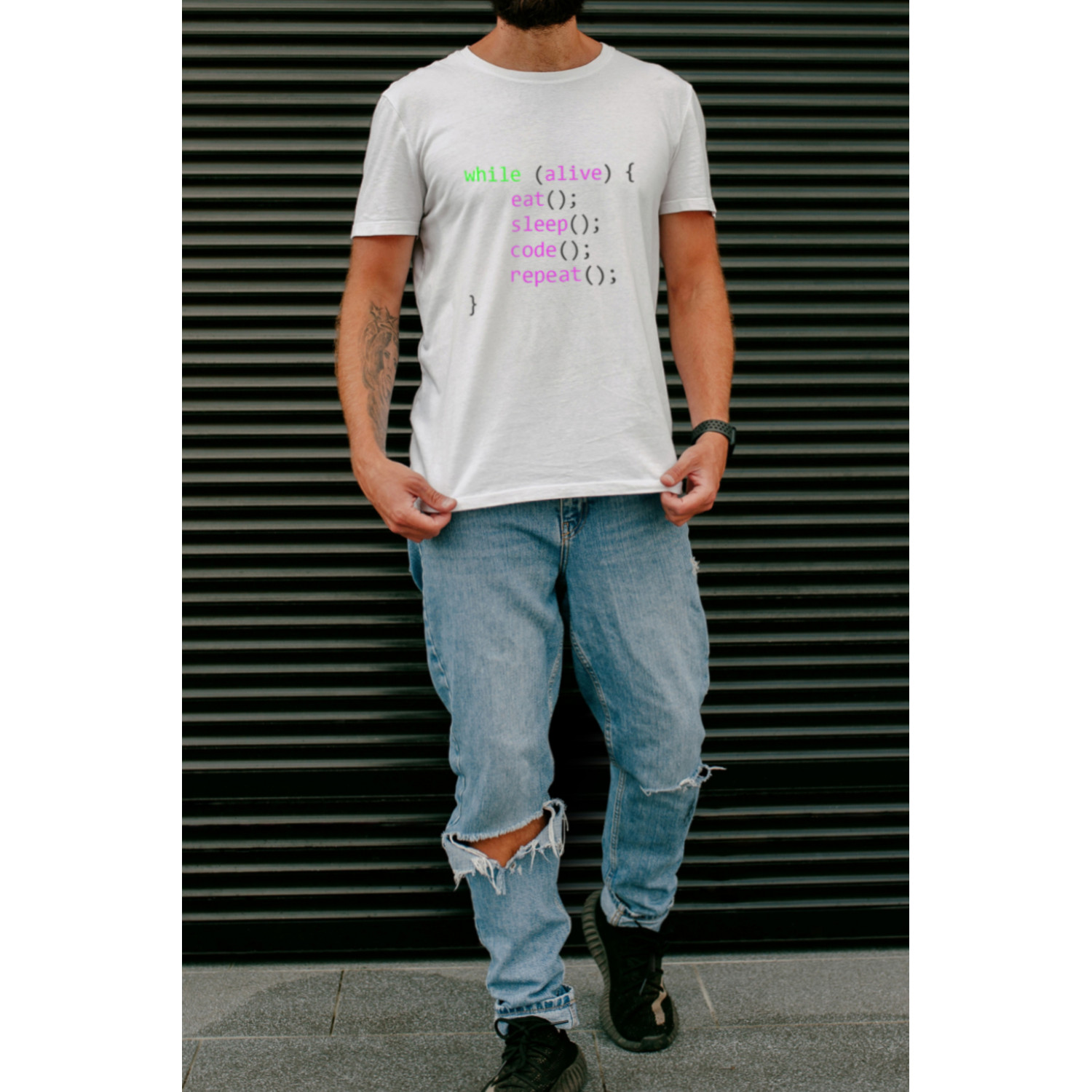 Футболка біла чоловіча Ctrl+ "while (alive)"