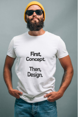 Футболка біла чоловіча Ctrl+ "First, Concept. Then, Design "