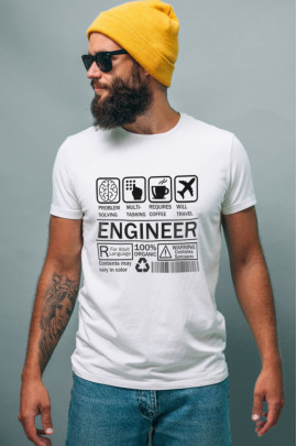 Футболка біла чоловіча Ctrl+ "Engineer"