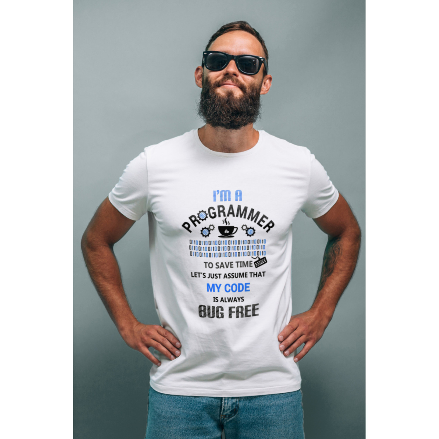 Футболка біла чоловіча Ctrl+ "I`m programmer"