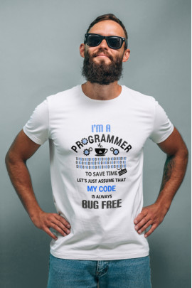 Футболка біла чоловіча Ctrl+ "I`m programmer"