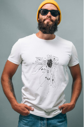 Футболка біла чоловіча Ctrl+ "Engineering heart"