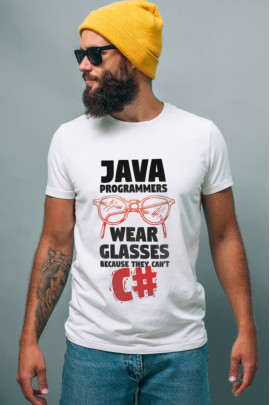 Футболка біла чоловіча Ctrl+ "Java programmers wear glasses"