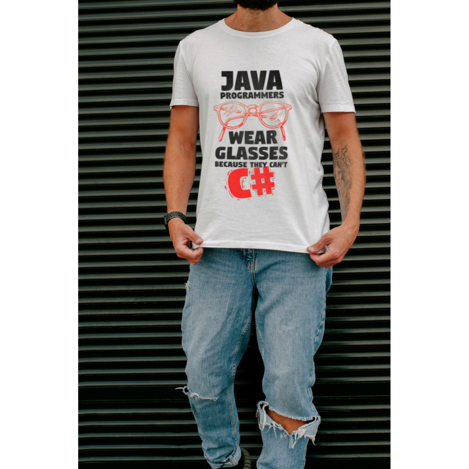 Футболка біла чоловіча Ctrl+ "Java programmers wear glasses"