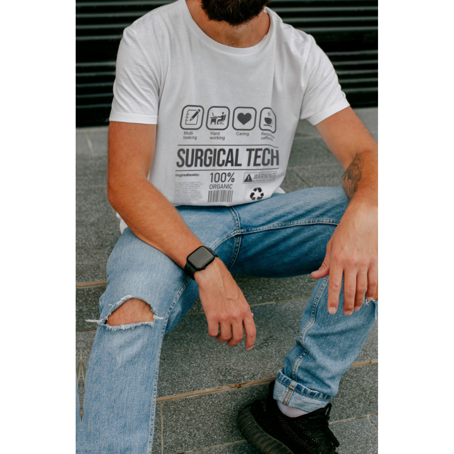 Футболка біла чоловіча Ctrl+ "Surgical tech"