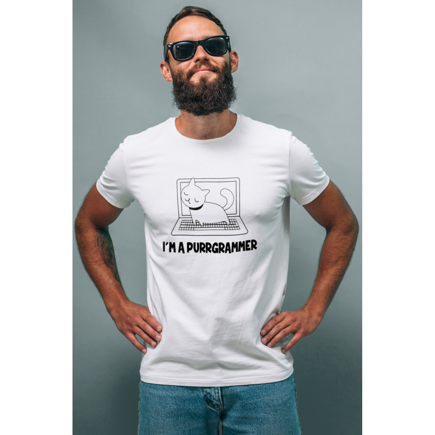 Футболка біла чоловіча Ctrl+ "I`m a purrgrammer"