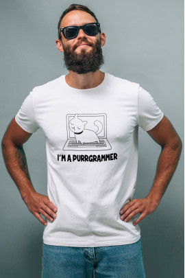 Футболка біла чоловіча Ctrl+ "I`m a purrgrammer"
