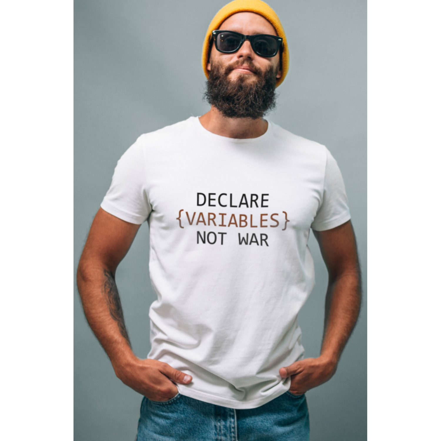 Футболка біла чоловіча Ctrl+ "declare {variables} not war"
