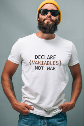 Футболка біла чоловіча Ctrl+ "declare {variables} not war"