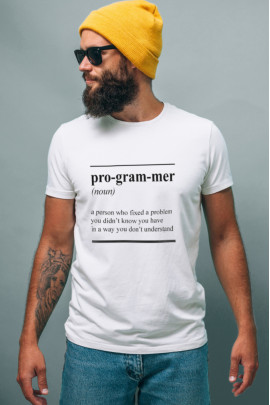 Футболка біла чоловіча Ctrl+ "pro-gram-mer"