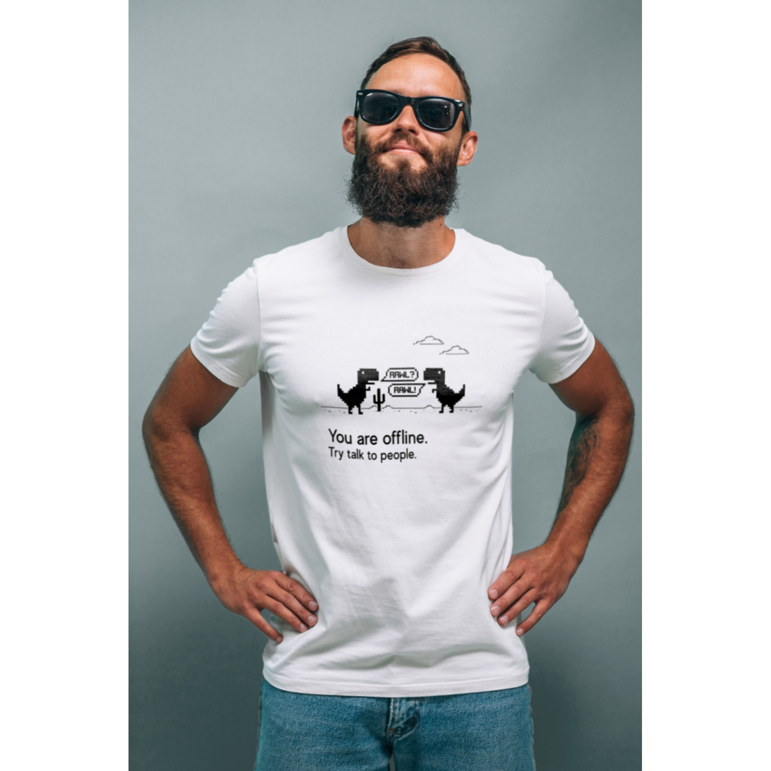 Футболка біла чоловіча Ctrl+ "You are offline. Try talk to people"