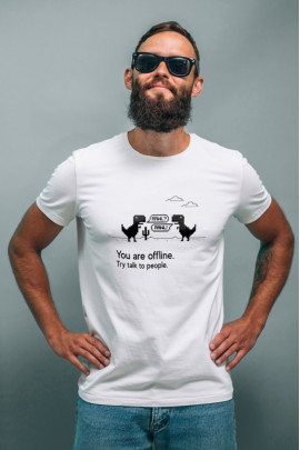 Футболка біла чоловіча Ctrl+ "You are offline. Try talk to people"