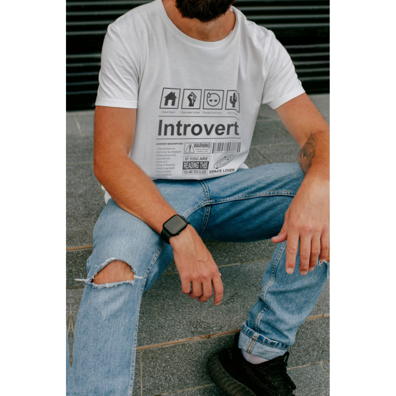 Футболка біла чоловіча Ctrl+ "Introvert"