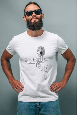 Футболка біла чоловіча Ctrl+ "Engineering brain"