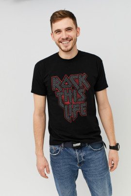Футболка MEMO чоловіча чорна "Rock this life"