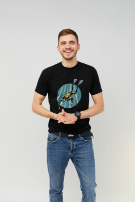 Футболка MEMO чоловіча чорна принт "Аквалангіст"