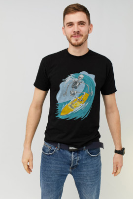 Футболка MEMO чоловіча чорна принт "Серфер"