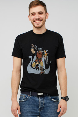 Футболка MEMO чоловіча чорна принт "Вікінг"