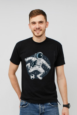 Футболка MEMO чоловіча чорна принт "Космічний футбол"