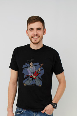 Футболка MEMO чоловіча чорна принт "Японський музикант"