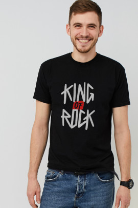 Футболка MEMO чоловіча чорна принт "King of Rock"