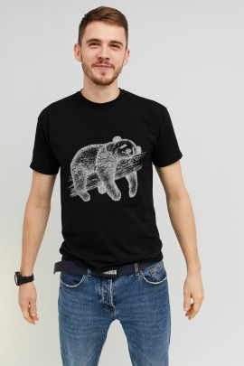 Футболка MEMO чоловіча чорна принт "Ведмідь"