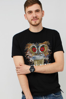 Футболка MEMO чоловіча чорна принт "Coffee"