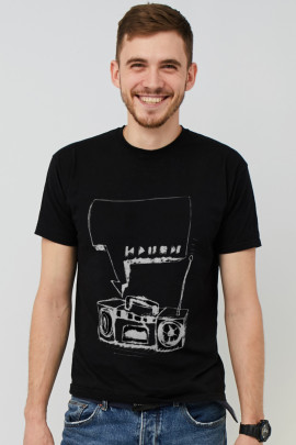 Футболка MEMO чоловіча чорна принт "Music"