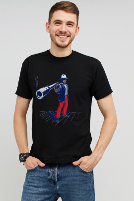 Футболка MEMO чоловіча чорна принт "Trouble"