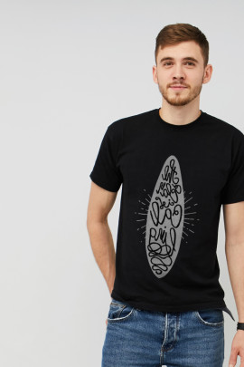 Футболка MEMO чоловіча чорна принт "Серфінг"