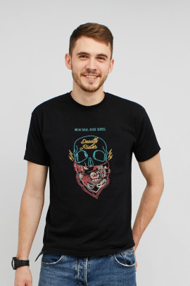 Футболка MEMO чоловіча чорна принт "Череп"