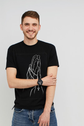 Футболка MEMO чоловіча чорна принт "Молитва"