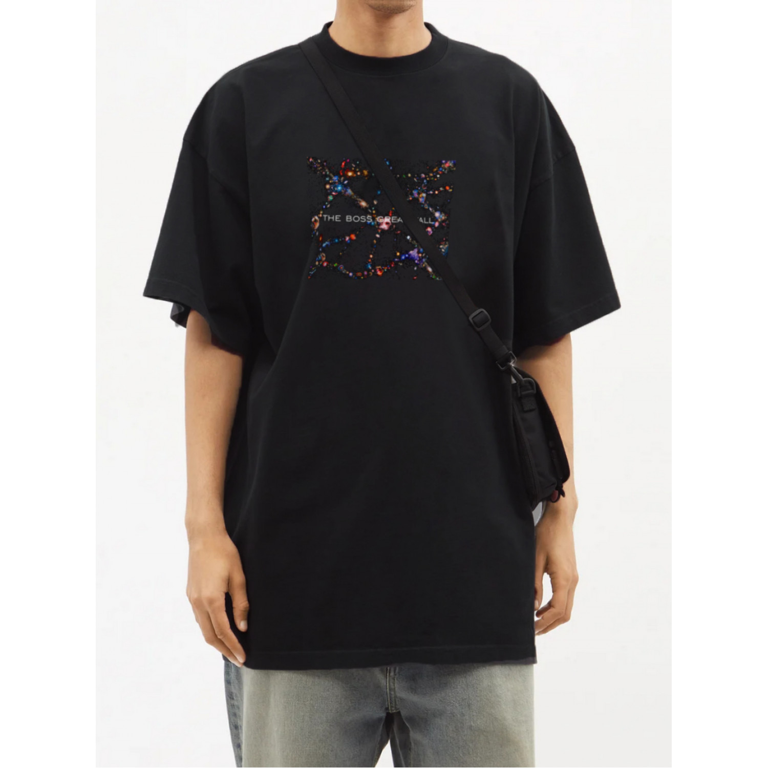 Футболка Trace of Space  Oversize чоловіча чорна "The Boss Great Wall"