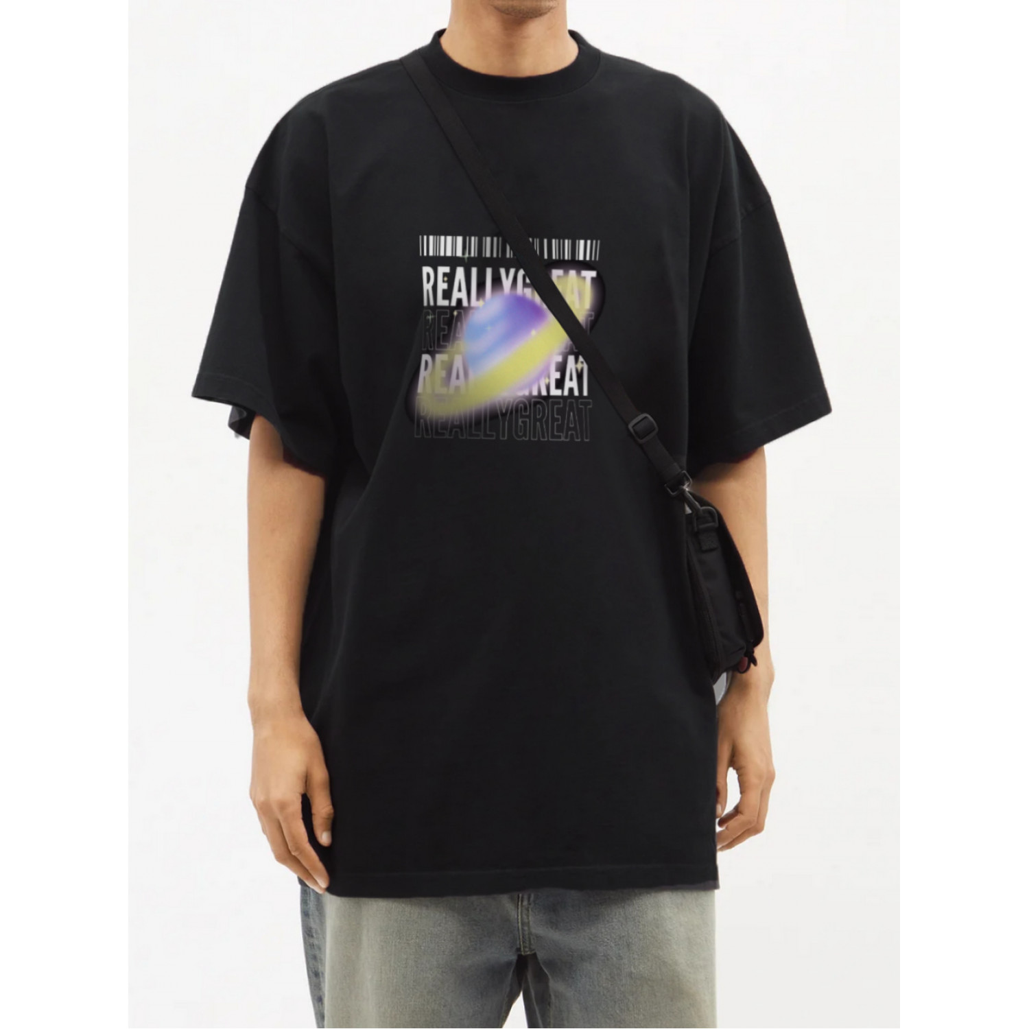 Футболка Trace of Space  Oversize чоловіча чорна "Дуже добре"