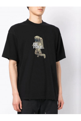 Футболка Trace of Space  Oversize чоловіча чорна "Be free"