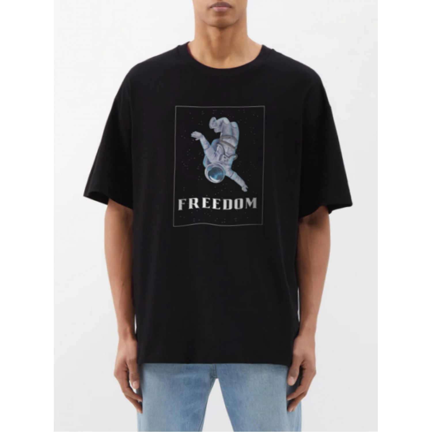 Футболка Trace of Space  Oversize чоловіча чорна "Свобода"