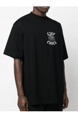 Футболка Trace of Space  Oversize чоловіча чорна "Залишайся спокійним"
