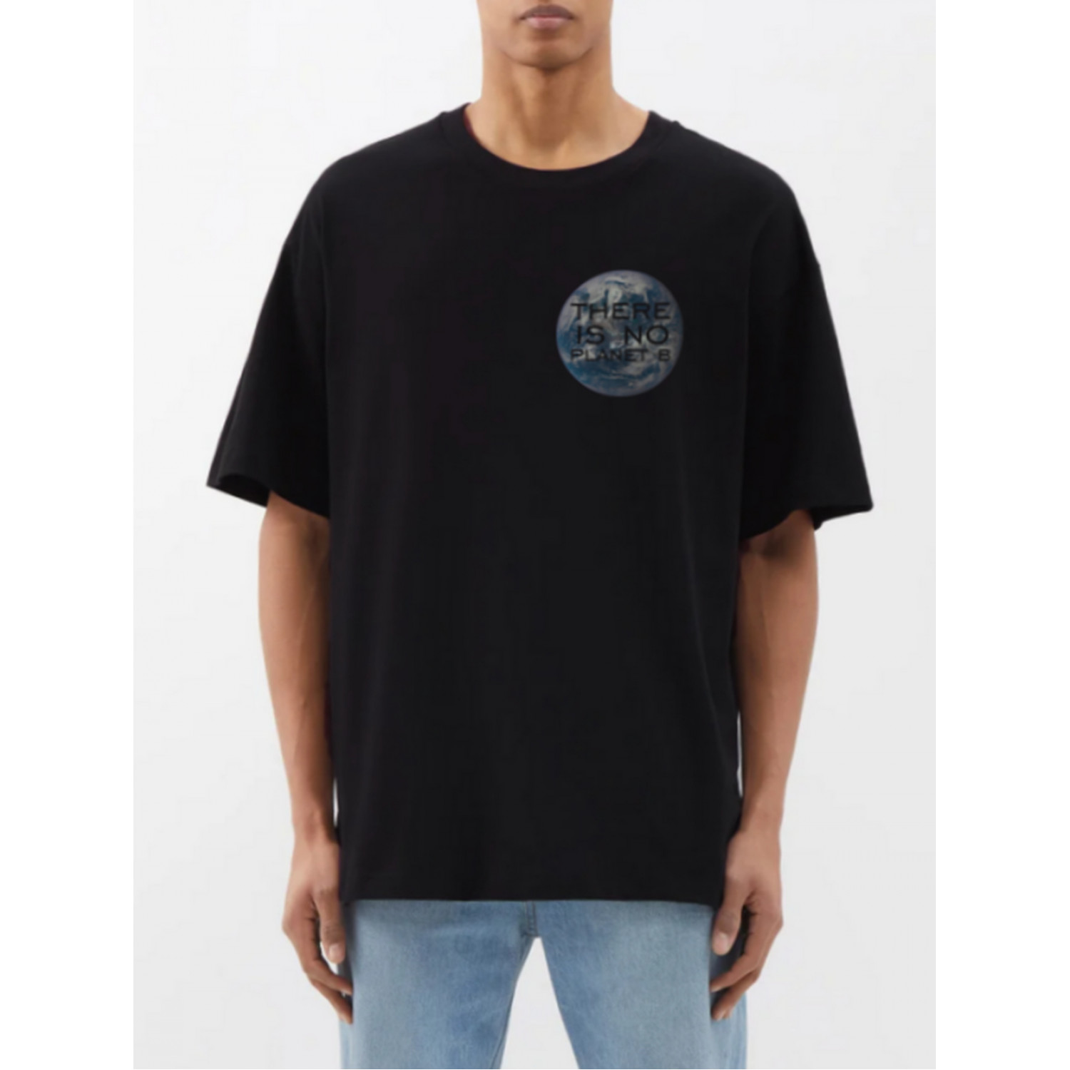Футболка Trace of Space  Oversize чоловіча чорна "Не існує планети Б"