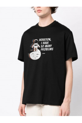 Футболка Trace of Space  Oversize чоловіча чорна "Houston, i have so many problems..."