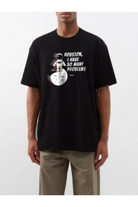 Футболка Trace of Space  Oversize чоловіча чорна "Houston, i have so many problems..."