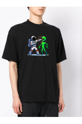 Футболка Trace of Space  Oversize чоловіча чорна "Humans wins"