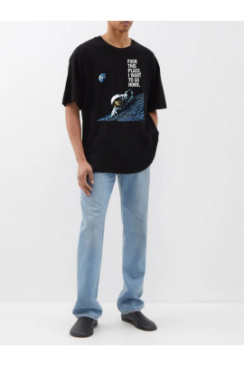 Футболка Trace of Space  Oversize чоловіча чорна "Fu** this place. I want to go home"