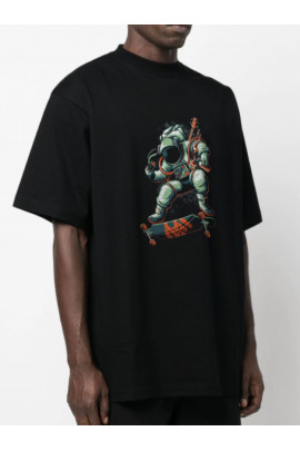 Футболка Trace of Space  Oversize чоловіча чорна "Spaceboard"